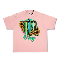 Salmon Virgo Zodiac Sign Sunflower Leopard Serape Urban Heavy Tee - RanaPortraitStore