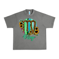Tornado Virgo Zodiac Sign Sunflower Leopard Serape Urban Heavy Tee - RanaPortraitStore