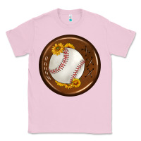 Bubblegum Pink baseball with sunflower round earrings Classic Tee - BundleAndBundleShop