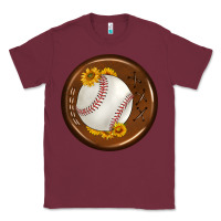 Burgundy baseball with sunflower round earrings Classic Tee - BundleAndBundleShop