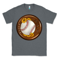 Charcoal Heather baseball with sunflower round earrings Classic Tee - BundleAndBundleShop