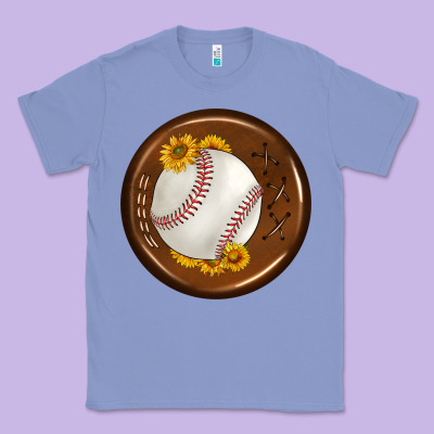 Baseball With Sunflower Round Earrings Classic Tee Designed By Bundleandbundleshop
