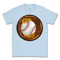 Dusty Blue baseball with sunflower round earrings Classic Tee - BundleAndBundleShop