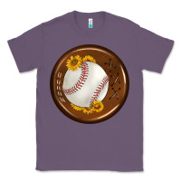 Lavender baseball with sunflower round earrings Classic Tee - BundleAndBundleShop