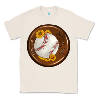 Natural baseball with sunflower round earrings Classic Tee - BundleAndBundleShop