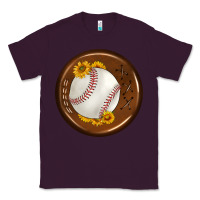 Plum baseball with sunflower round earrings Classic Tee - BundleAndBundleShop