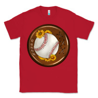 Red baseball with sunflower round earrings Classic Tee - BundleAndBundleShop