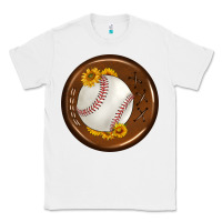 White baseball with sunflower round earrings Classic Tee - BundleAndBundleShop
