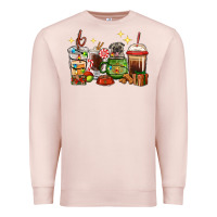Pale Pink Christmas coffee cups with Pug Premium Sweatshirt - RanaPortraitStore