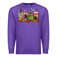 Purple Christmas coffee cups with Pug Premium Sweatshirt - RanaPortraitStore