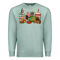 Seafoam Christmas coffee cups with Pug Premium Sweatshirt - RanaPortraitStore