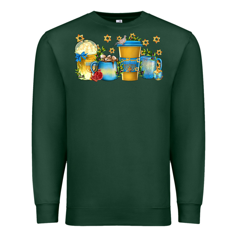 Hanukkah Coffee Cups Premium Sweatshirt by texasbilliewilder | Teevron