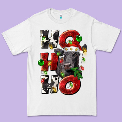 Christmas Ho Ho Ho Black Angus Premium Tee Designed By Lillyallendesigns