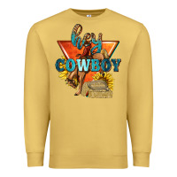 Antique Gold hey cowboy with sunflowers Premium Sweatshirt - texasbilliewilder