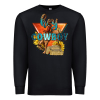 Black hey cowboy with sunflowers Premium Sweatshirt - texasbilliewilder