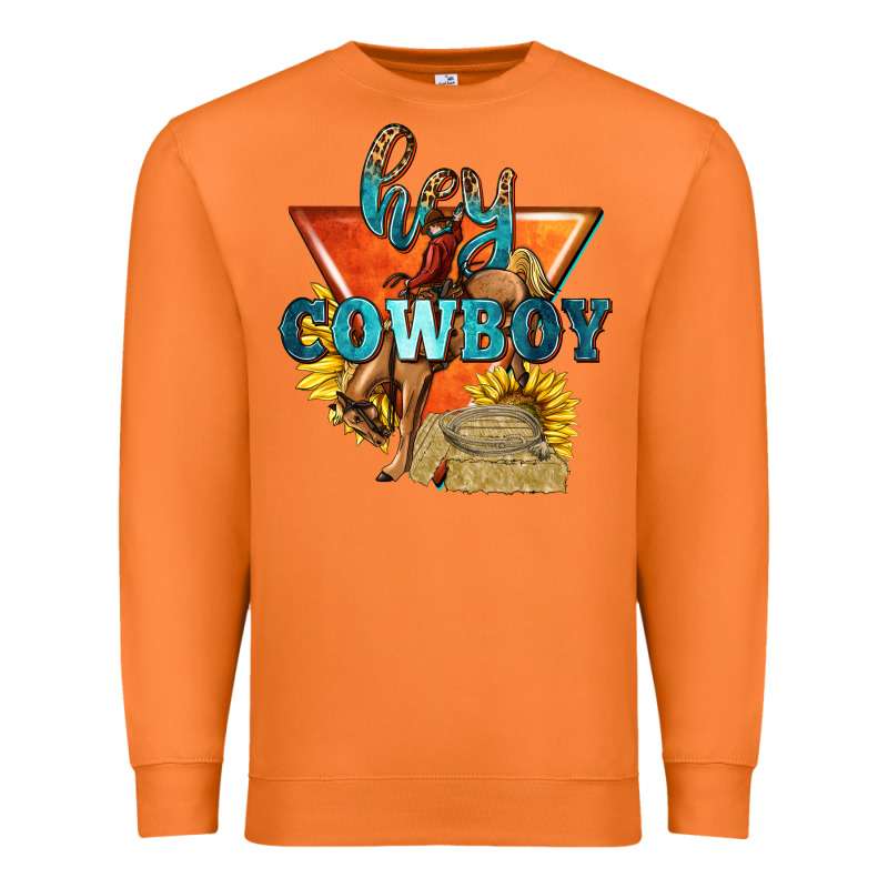 Hey Cowboy With Sunflowers Premium Sweatshirt by texasbilliewilder | Teevron