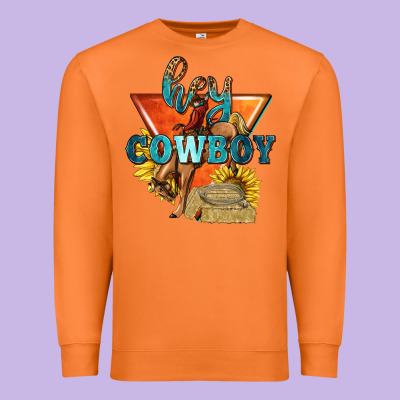 Premium Sweatshirt hey cowboy with sunflowers