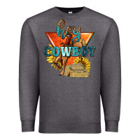 Charcoal Heather hey cowboy with sunflowers Premium Sweatshirt - texasbilliewilder