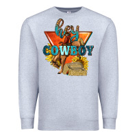 Heather Grey hey cowboy with sunflowers Premium Sweatshirt - texasbilliewilder