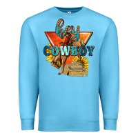 Ocean Blue hey cowboy with sunflowers Premium Sweatshirt - texasbilliewilder