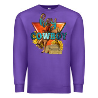 Purple hey cowboy with sunflowers Premium Sweatshirt - texasbilliewilder