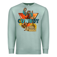 Seafoam hey cowboy with sunflowers Premium Sweatshirt - texasbilliewilder