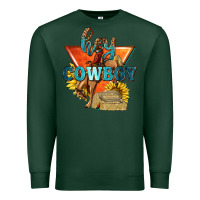 Sports Green hey cowboy with sunflowers Premium Sweatshirt - texasbilliewilder