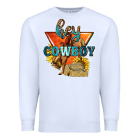 White hey cowboy with sunflowers Premium Sweatshirt - texasbilliewilder