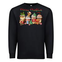 Black merry christmas gingerbread coffee cups Premium Sweatshirt - Zillion Design Studio