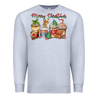 Heather Grey merry christmas gingerbread coffee cups Premium Sweatshirt - Zillion Design Studio