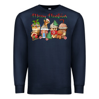 Navy merry christmas gingerbread coffee cups Premium Sweatshirt - Zillion Design Studio