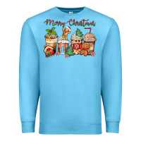 Ocean Blue merry christmas gingerbread coffee cups Premium Sweatshirt - Zillion Design Studio