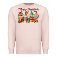 Pale Pink merry christmas gingerbread coffee cups Premium Sweatshirt - Zillion Design Studio
