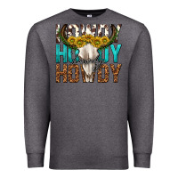 Charcoal Heather howdy howdy howdy western bull skull Premium Sweatshirt - texasbilliewilder