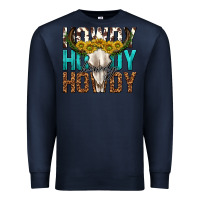 Navy howdy howdy howdy western bull skull Premium Sweatshirt - texasbilliewilder