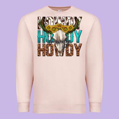 Premium Sweatshirt howdy howdy howdy western bull skull