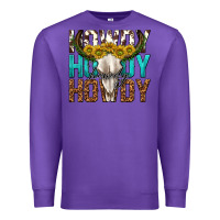 Purple howdy howdy howdy western bull skull Premium Sweatshirt - texasbilliewilder