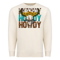 Sandshell howdy howdy howdy western bull skull Premium Sweatshirt - texasbilliewilder