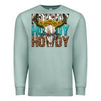 Seafoam howdy howdy howdy western bull skull Premium Sweatshirt - texasbilliewilder