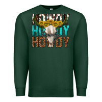 Sports Green howdy howdy howdy western bull skull Premium Sweatshirt - texasbilliewilder