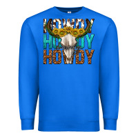 True Royal howdy howdy howdy western bull skull Premium Sweatshirt - texasbilliewilder