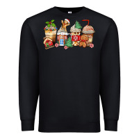 Black christmas gingerbread coffee cups Premium Sweatshirt - Zillion Design Studio