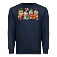 Navy christmas gingerbread coffee cups Premium Sweatshirt - Zillion Design Studio