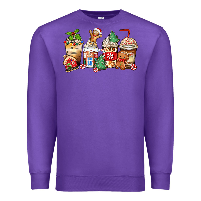 Christmas Gingerbread Coffee Cups Premium Sweatshirt by Zillion Design Studio | Teevron
