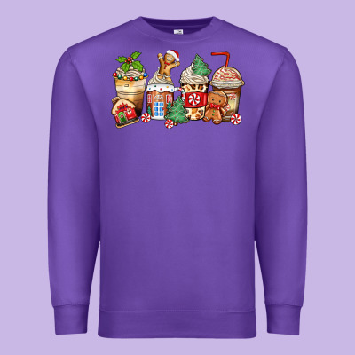 Christmas Gingerbread Coffee Cups Premium Sweatshirt Designed By Zillion Design Studio