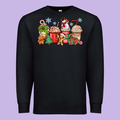 Christmas Coffee Cups Premium Sweatshirt Designed By Zillion Design Studio