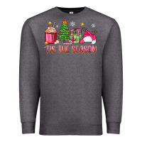 Charcoal Heather 'tis the season pink christmas Premium Sweatshirt - Zillion Design Studio