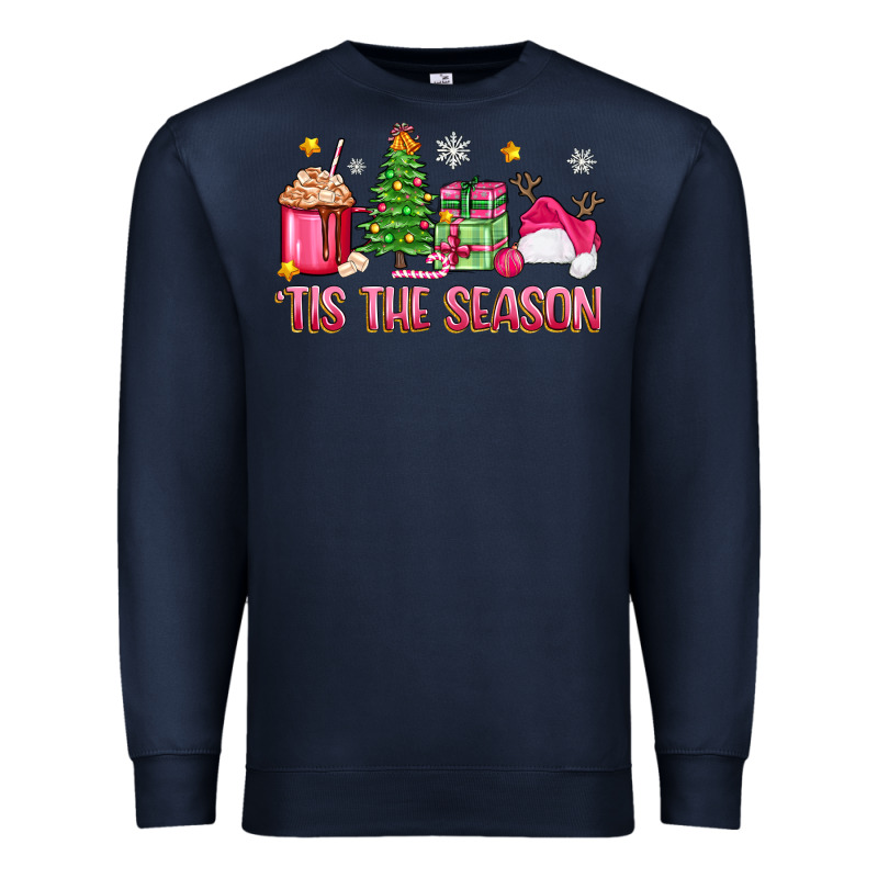 'tis The Season Pink Christmas Premium Sweatshirt by Zillion Design Studio | Teevron