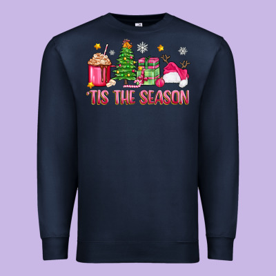 'tis The Season Pink Christmas Premium Sweatshirt Designed By Zillion Design Studio