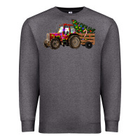 Charcoal Heather Christmas Farm Tractor Premium Sweatshirt - RanaPortraitStore